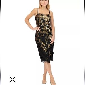$268 Eliza J Women's Floral-Appliqué Sequinned Dress Sz 2 NWT Cocktail Glam